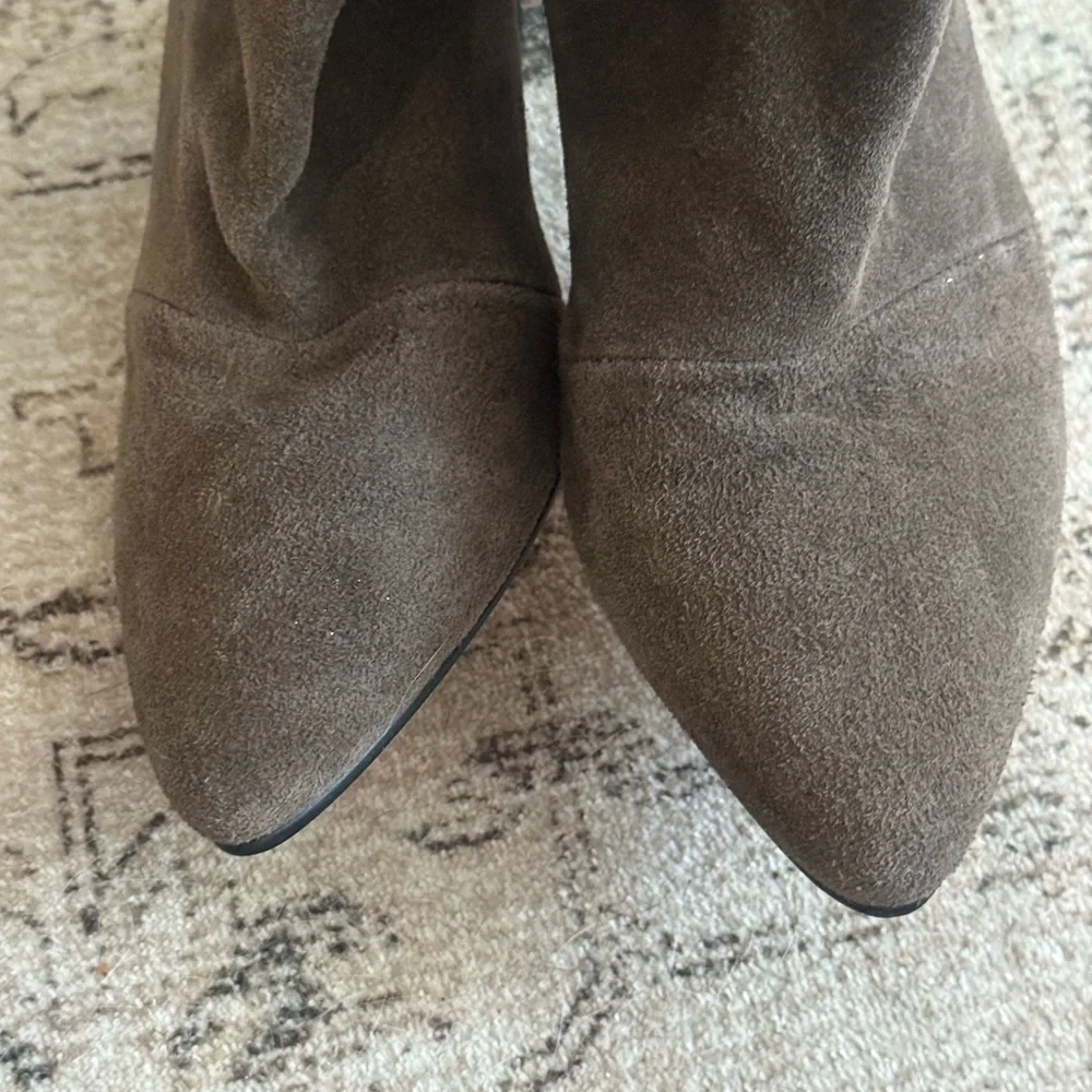 Isabel Marant Brown Suede and Black Leather Pointed Short Boots - Picture 2 of 11